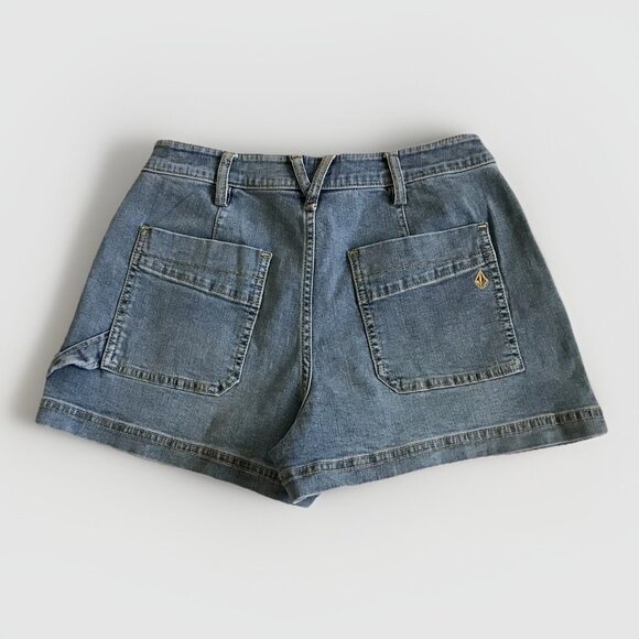 Volcom Woman's Denim Utility Shorts Size 26 Blue - Picture 2 of 7